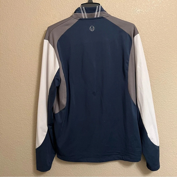 Sunice Golf Pullover Mens Large Blue White Otaki Mid Layer 1/4 Quarter Zip - Picture 7 of 14